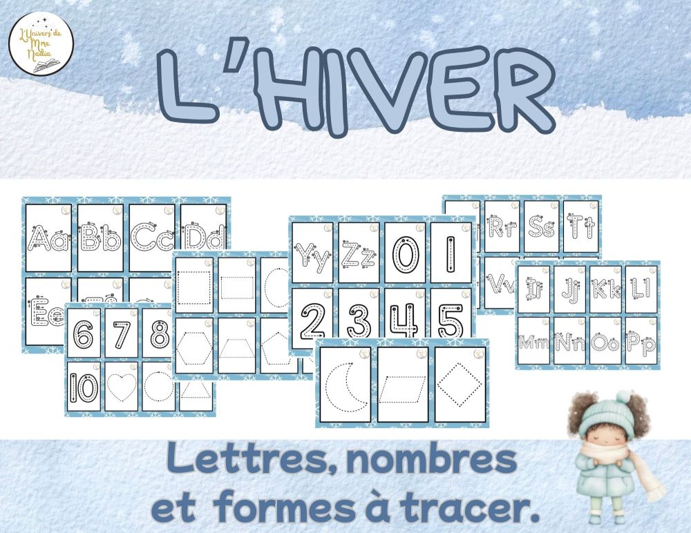 Lettres, nombres et formes à tracer - Hiver