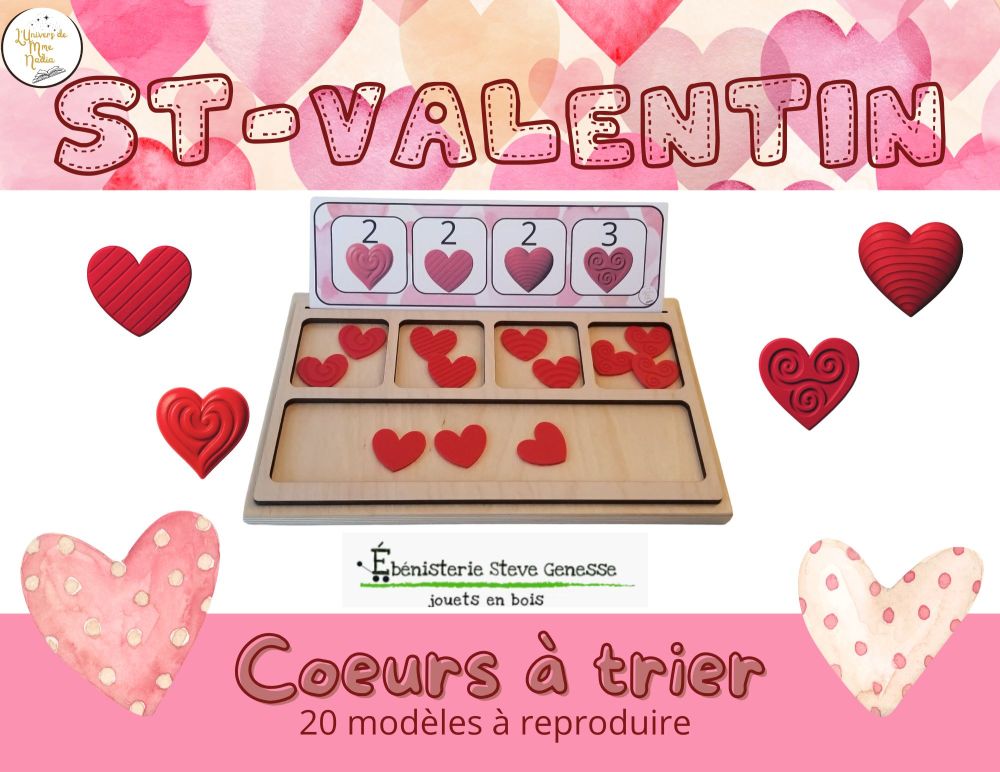 Reproduis le modèle -Les coeurs (Plateau de tri à 4)