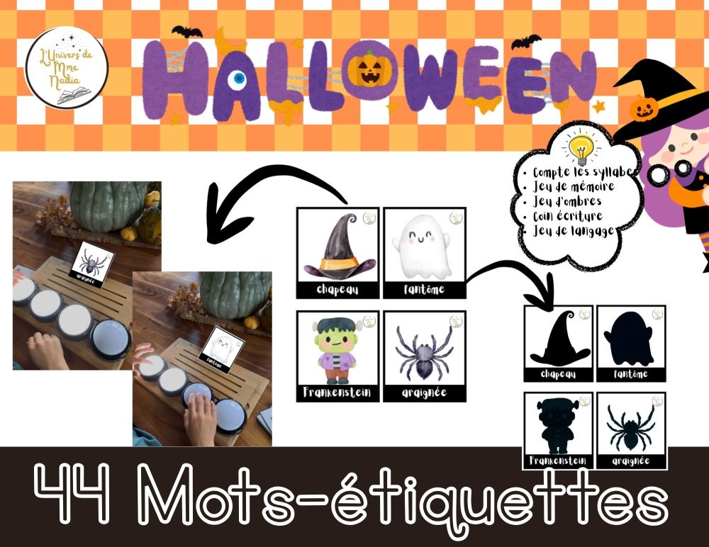 Halloween - Mots-étiquettes et ombres