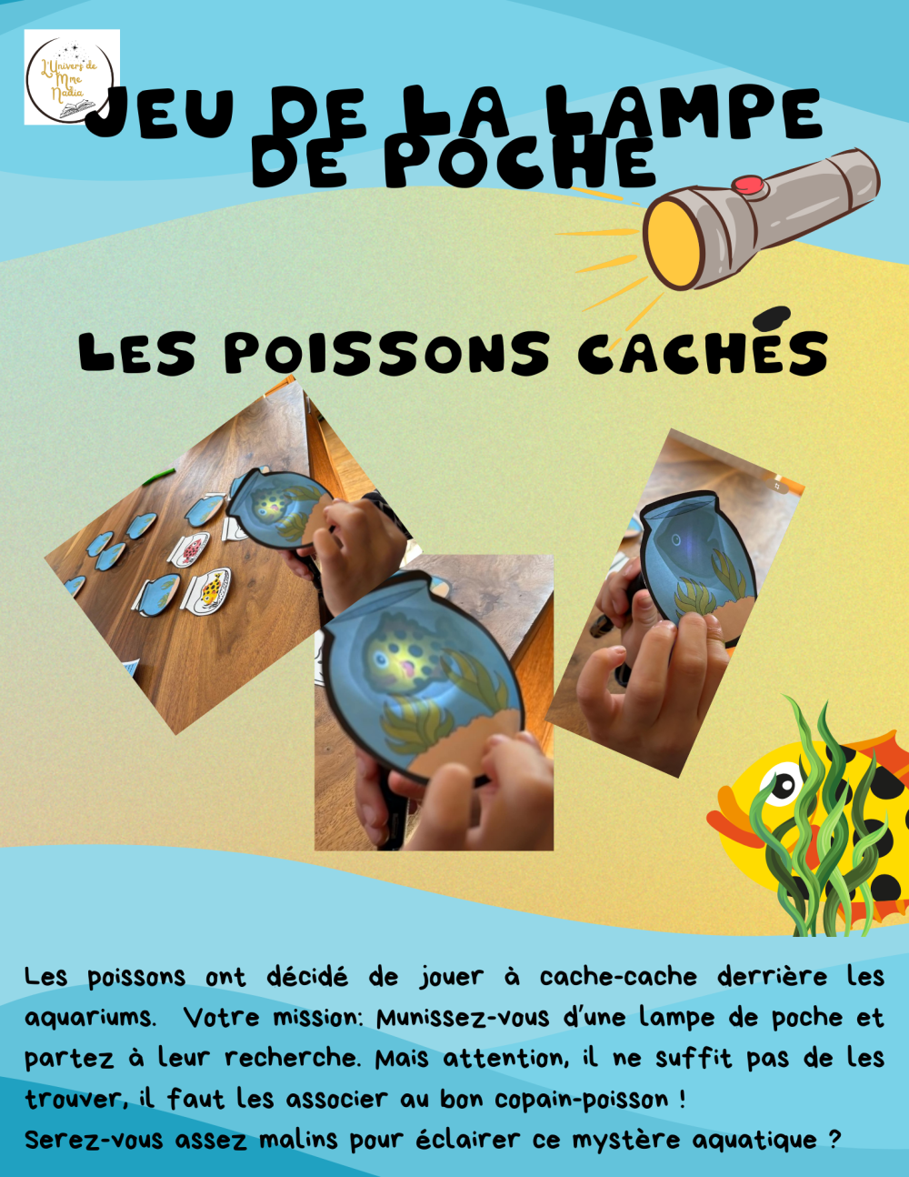 Jeu de la lampe de poche- Les poissons cachés