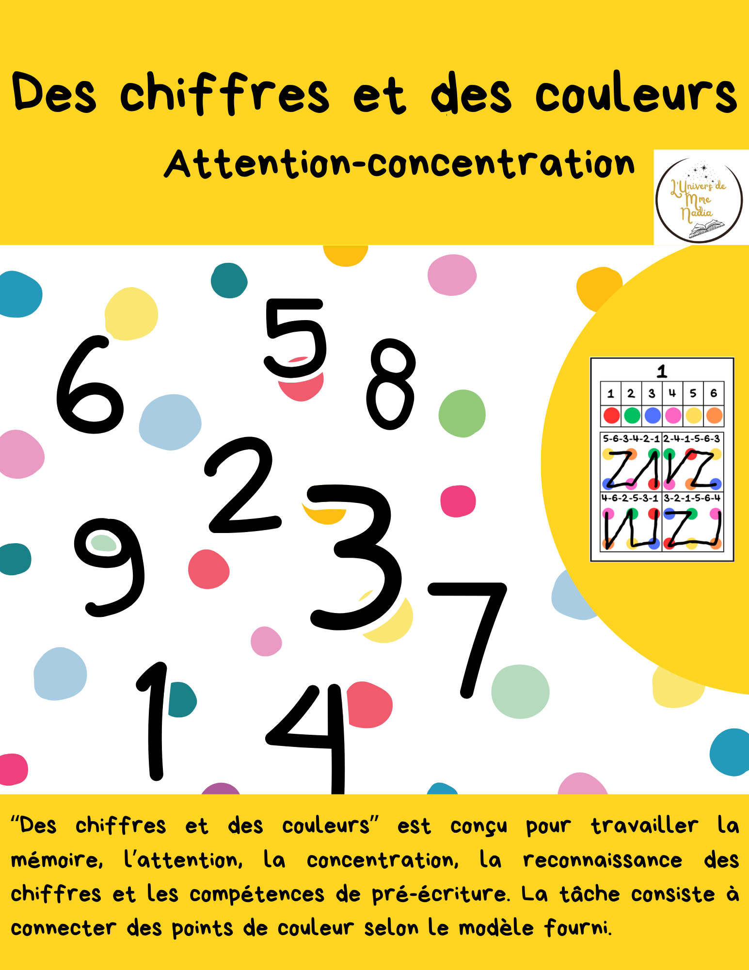 Chiffres et  Couleurs-Attention-concentration