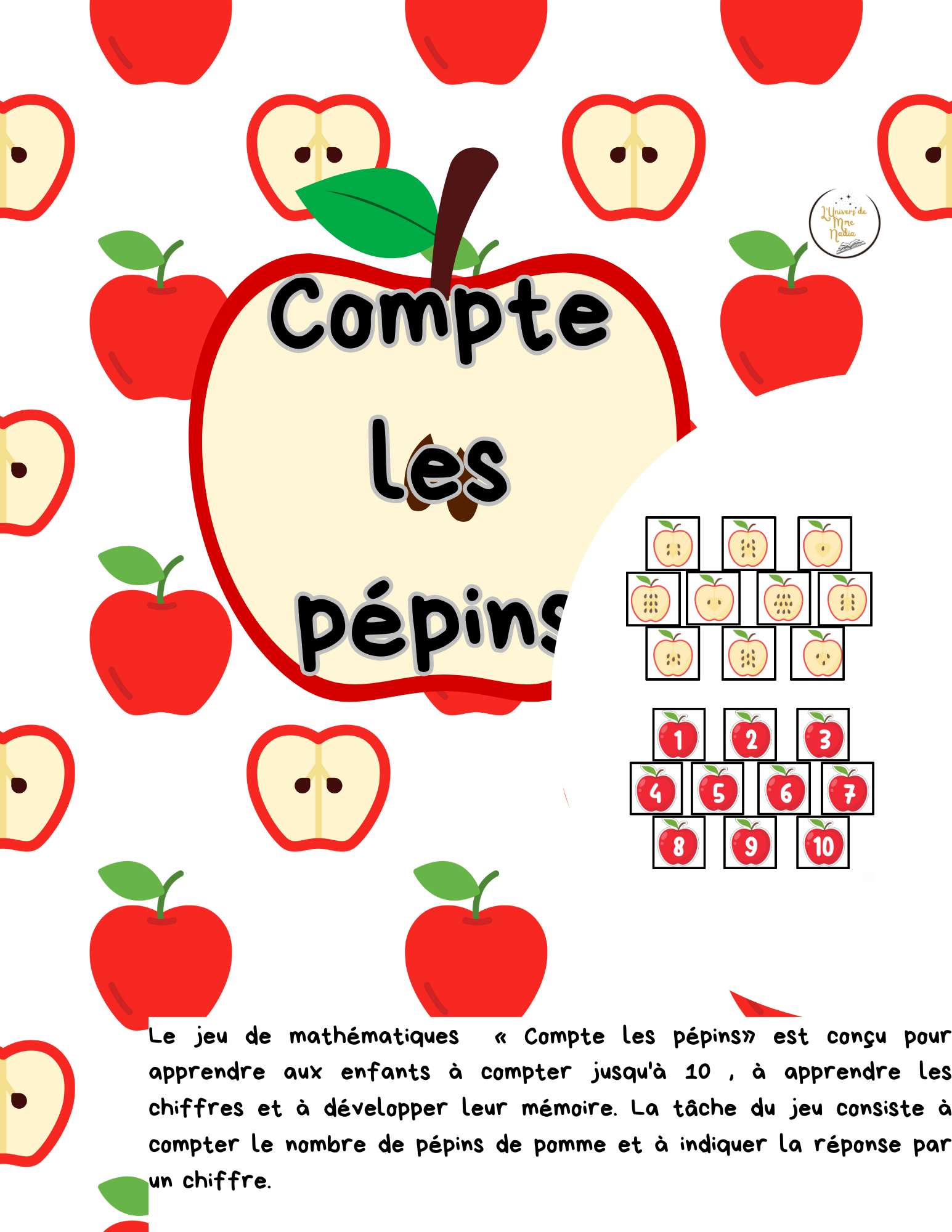 Compte les pépins-Pommes-Alimentation-Dénombrement