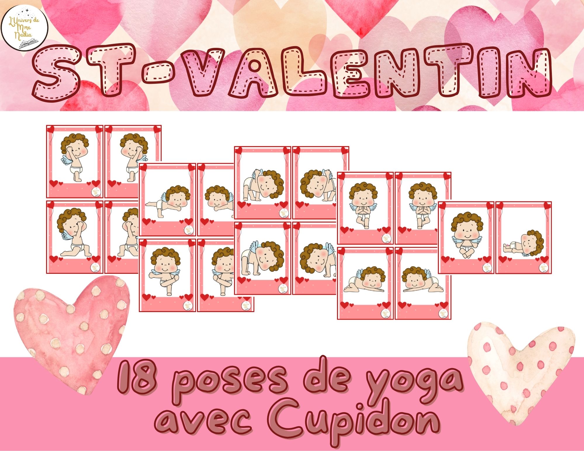 Poses de yoga avec Cupidon - Saint-Valentin
