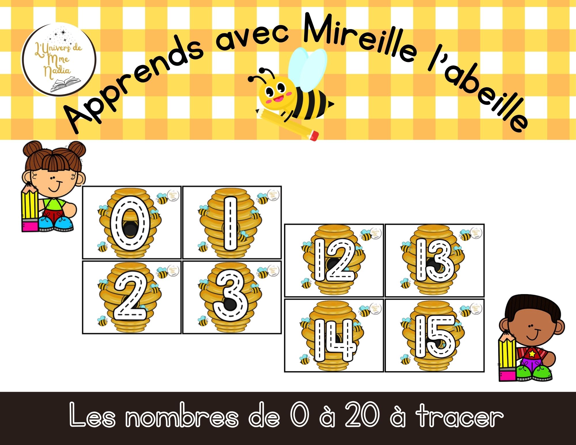 Apprends avec Mireille l'abeille - Les nombres à tracer