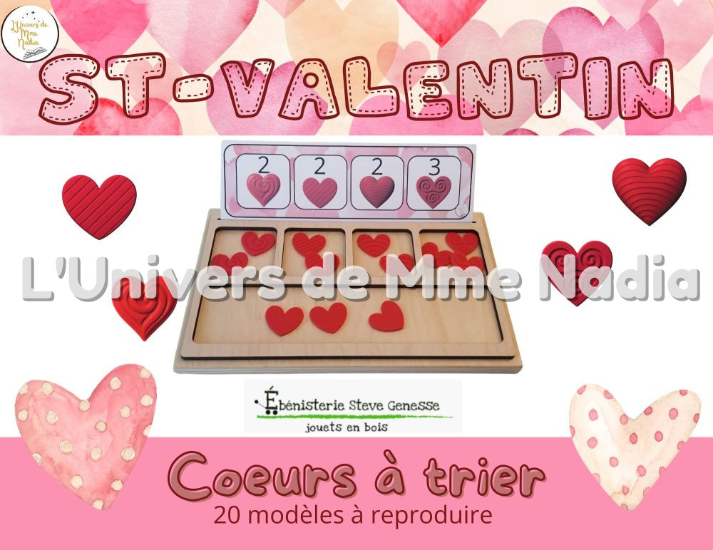 Reproduis le modèle -Les coeurs (Plateau de tri à 4)