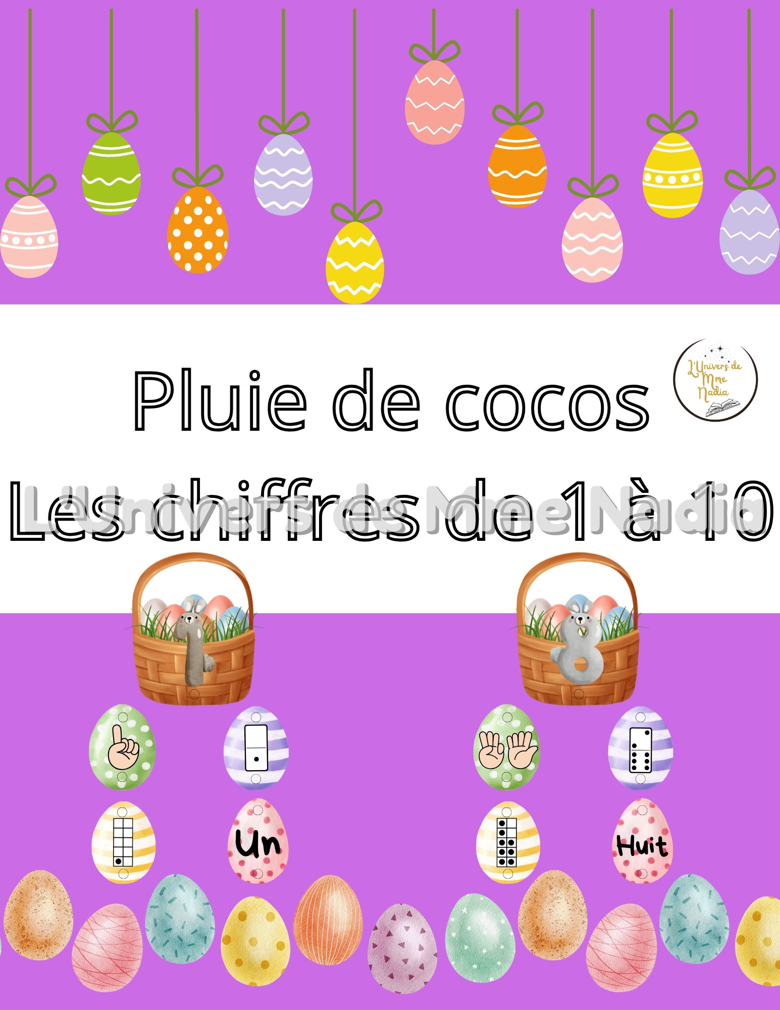 Pâques-Pluie de cocos-Les chiffres de 1 à 10