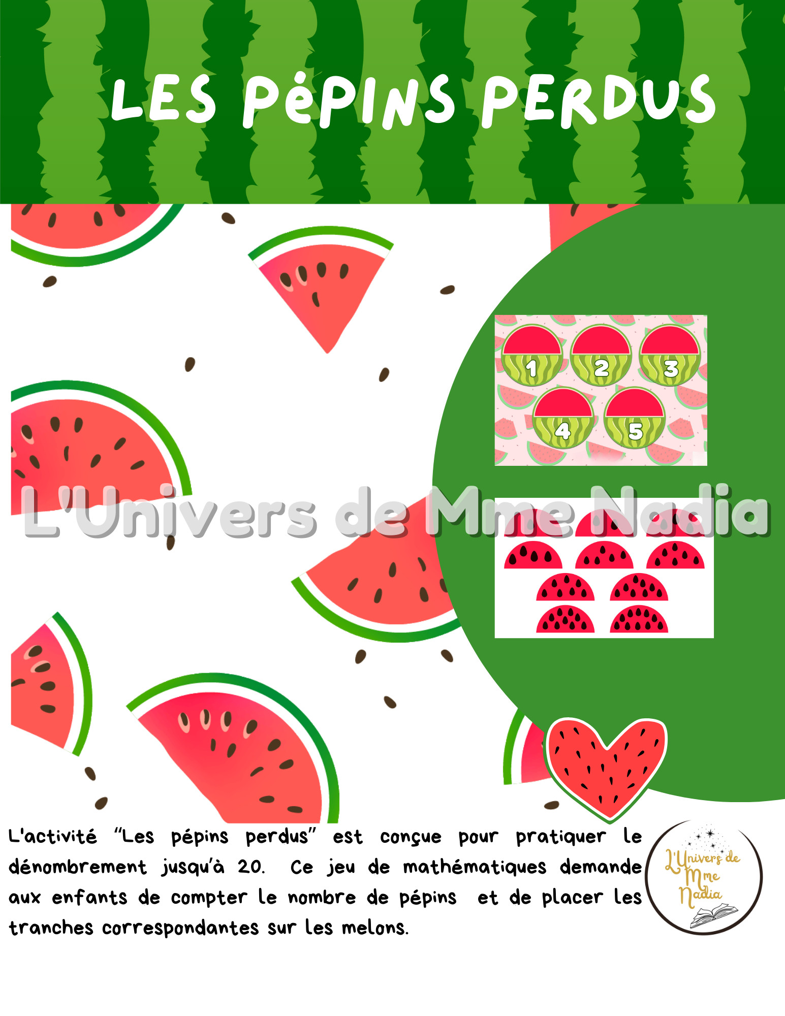 Les pépins perdus- Dénombrement-Alimentation