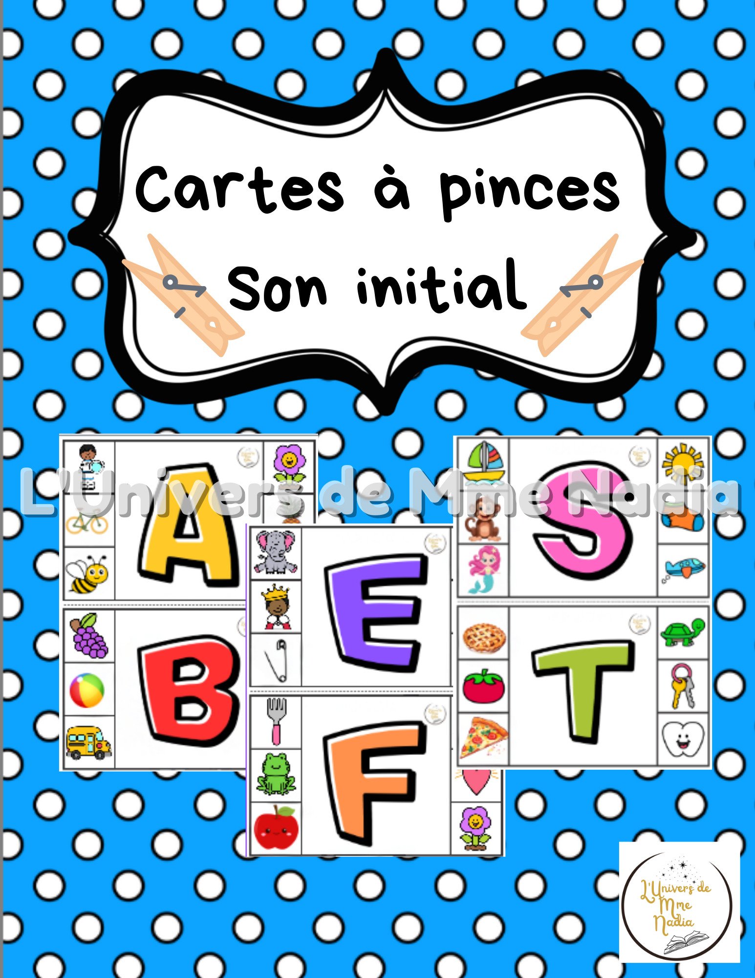 Cartes à pinces-Son initial- Lettres de l'alphabet