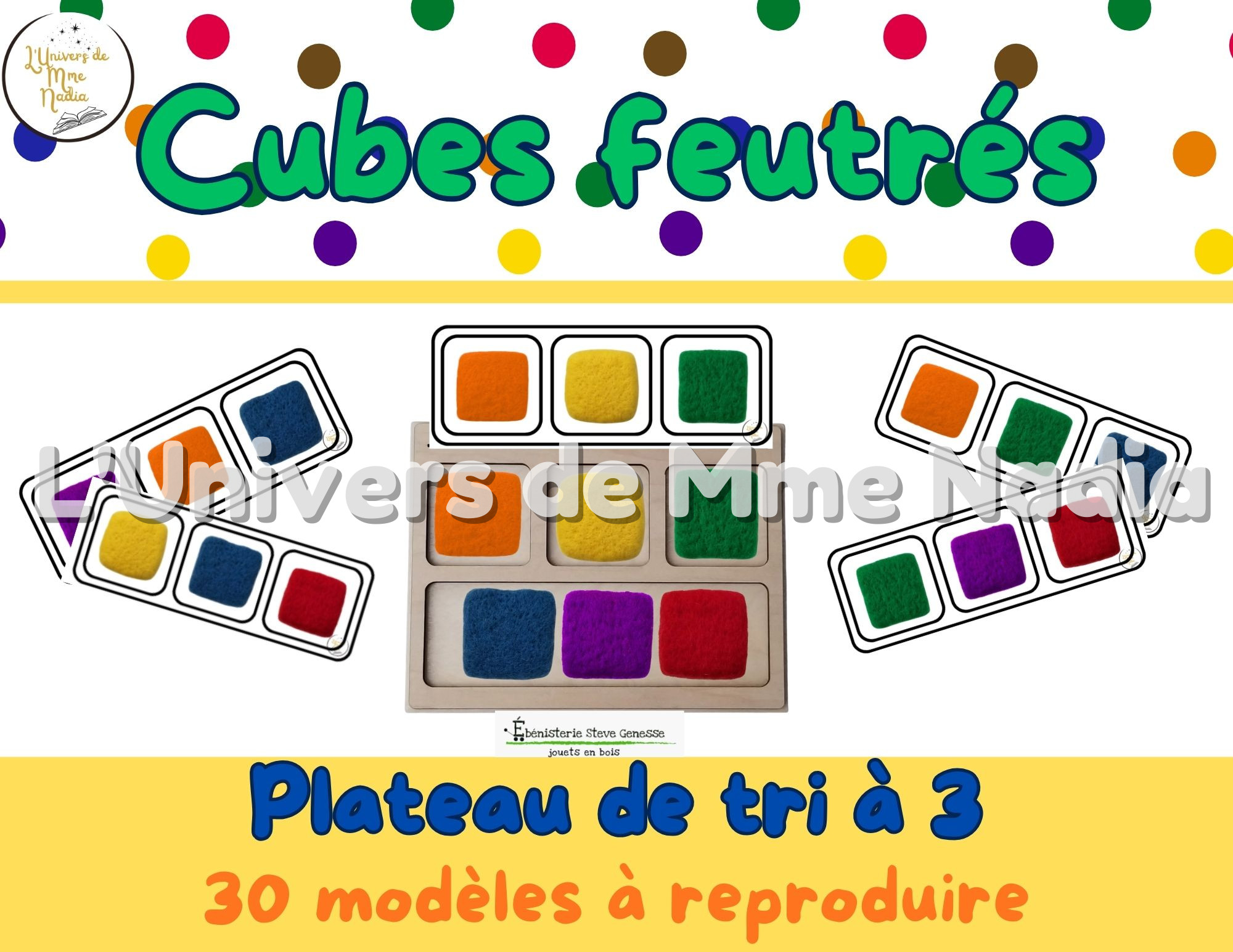 Cubes feutrés - Plateau de tri à 3