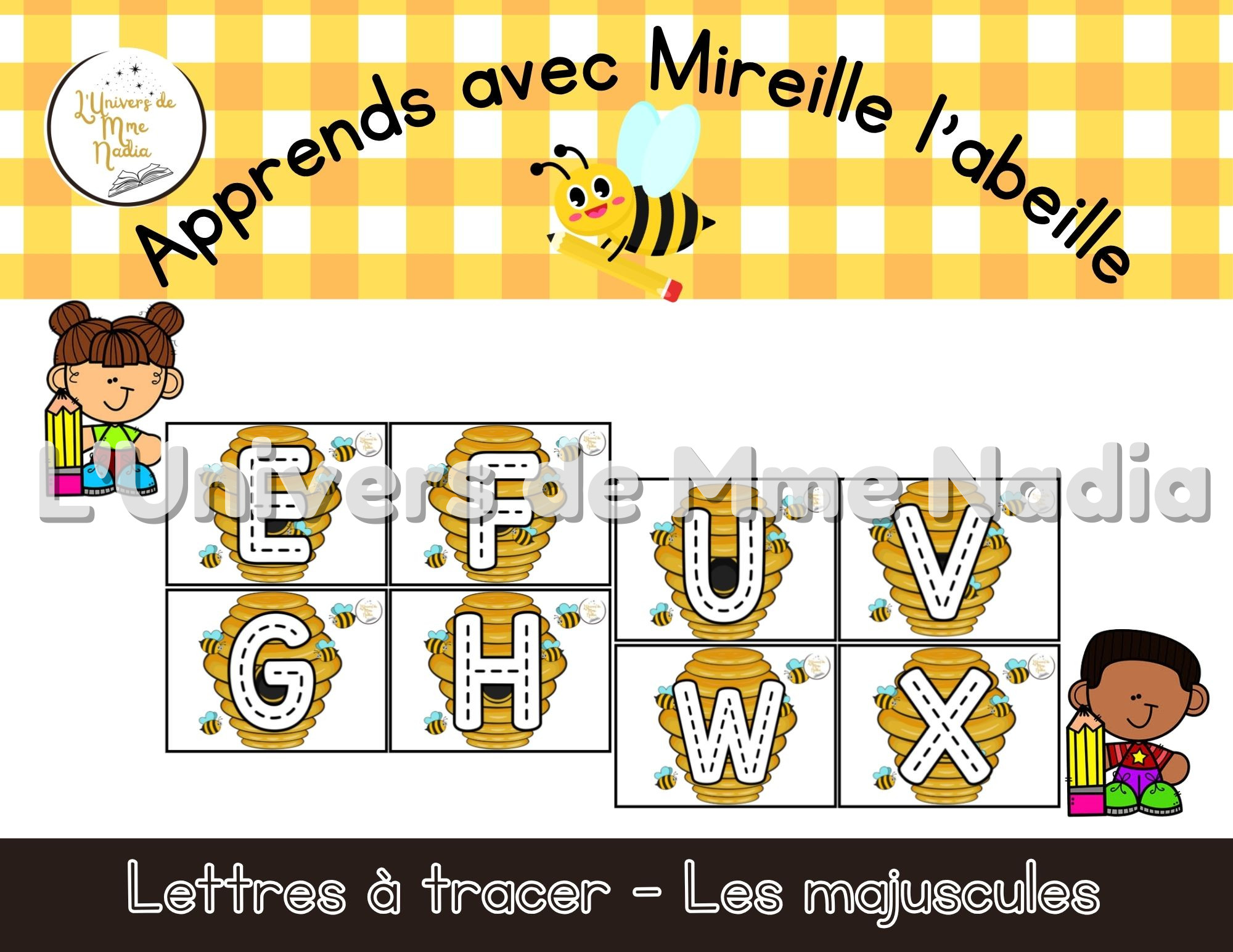 Apprends avec Mireille l'abeille - Les majuscules à tracer