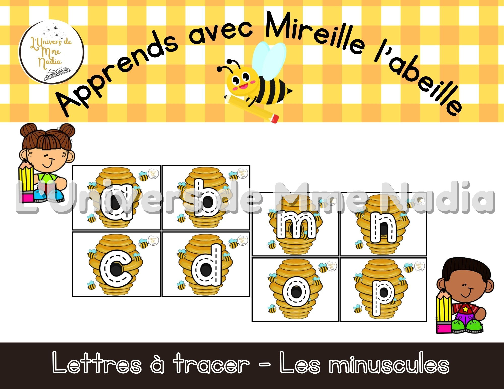 Apprends avec Mireille l'abeille - Les minuscules à tracer