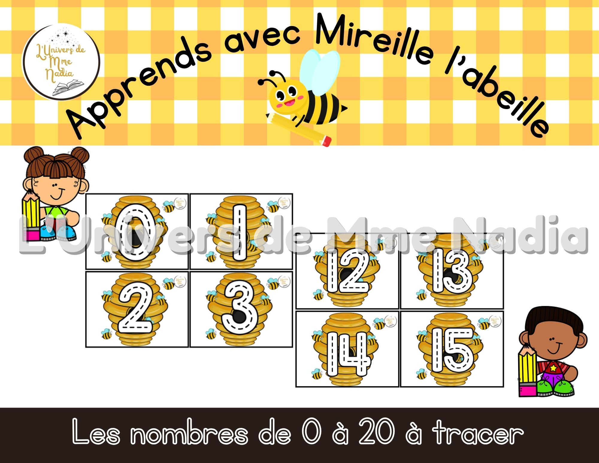 Apprends avec Mireille l'abeille - Les nombres à tracer